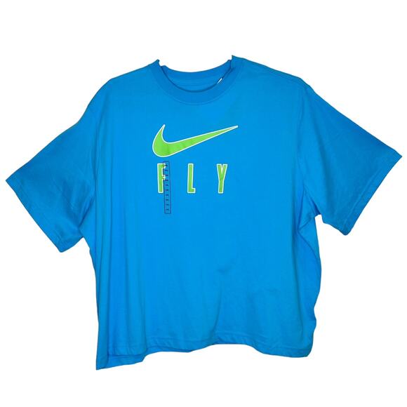 Nike Swoosh Fly Dri-Fit Teal Lime Short Sleeve T-Shirt XXL NWT - Picture 1 of 6